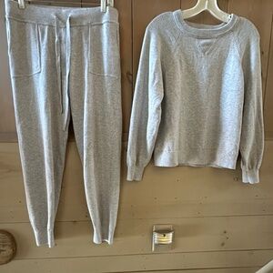 J Crew 2 Piece Set Cotton Cashmere Gray Sweatshirt and Joggers Women's X-Small